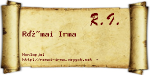 Rémai Irma névjegykártya